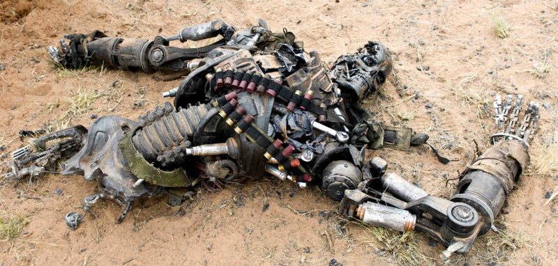 A still from Terminator Salvation as well as a visual representation of the franchise.